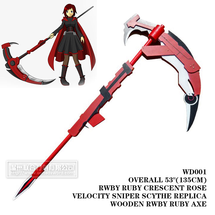 RWBY - Crescent Rose Sniper Scythe (Cosplay Safe Wood)