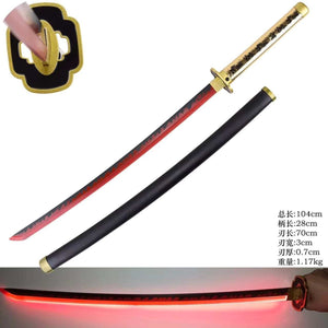 Demon Slayer - Yoriichi Tsugikuni Sun Breathing Gold Nichirin Display (Straight Blade) Katana with Light Up Blade-The Sword Stall