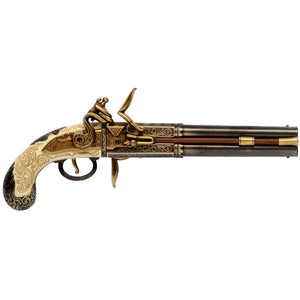 "Corsair" Double-Barrelled Turnover Flintlock Pistol - England 1750