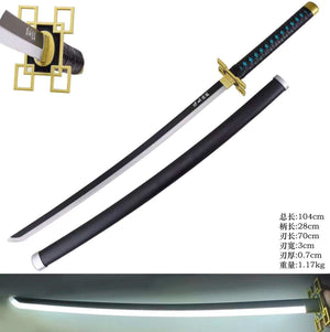 Demon Slayer - Muichiro Tokito White Nichirin Display (Straight Blade) Katana with Light Up Blade-The Sword Stall