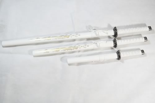 "Tatsu Shiro" Triple Set Display (Straight Blade) Katana-The Sword Stall