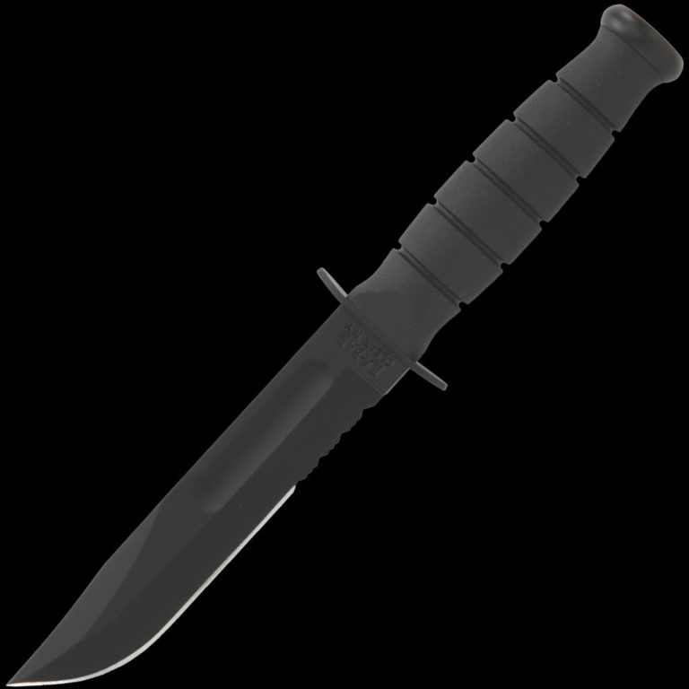 KA-BAR Short Black Kraton Part Serrated Utility Knife