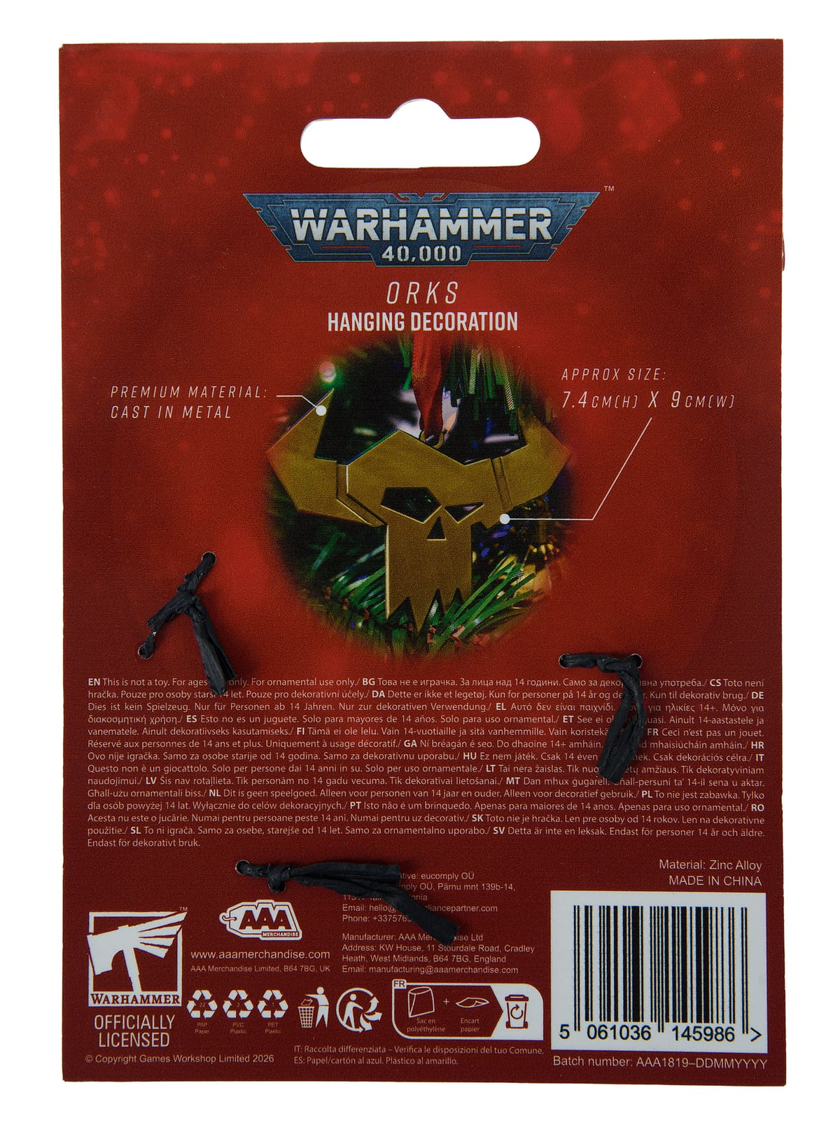 Warhammer 40,000: Orks Hanging Decoration