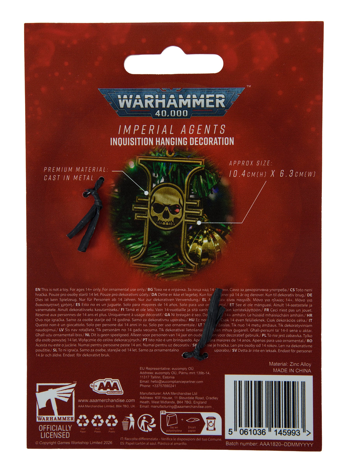 Warhammer 40,000: Imperial Agents Inquisition Hanging Decoration