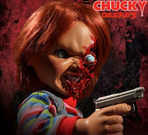 Child's Play 3 – Talking Pizza Face Chucky Designer Series Mega Scale Figure