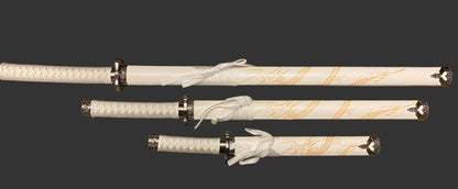 White Dragon Display (Straight) Katana Triple Set