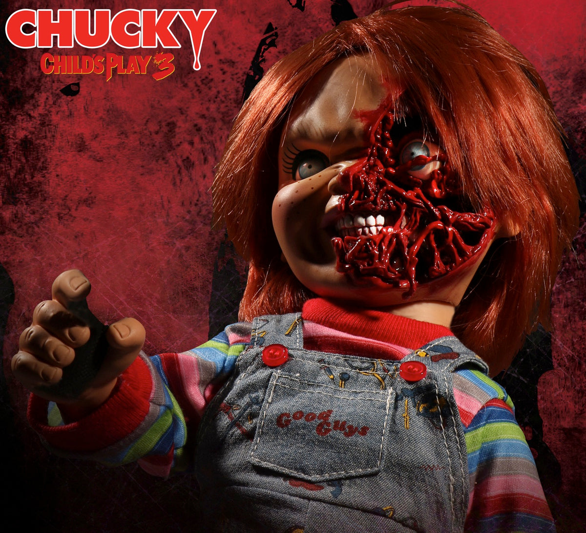 Child's Play 3 – Talking Pizza Face Chucky Designer Series Mega Scale Figure