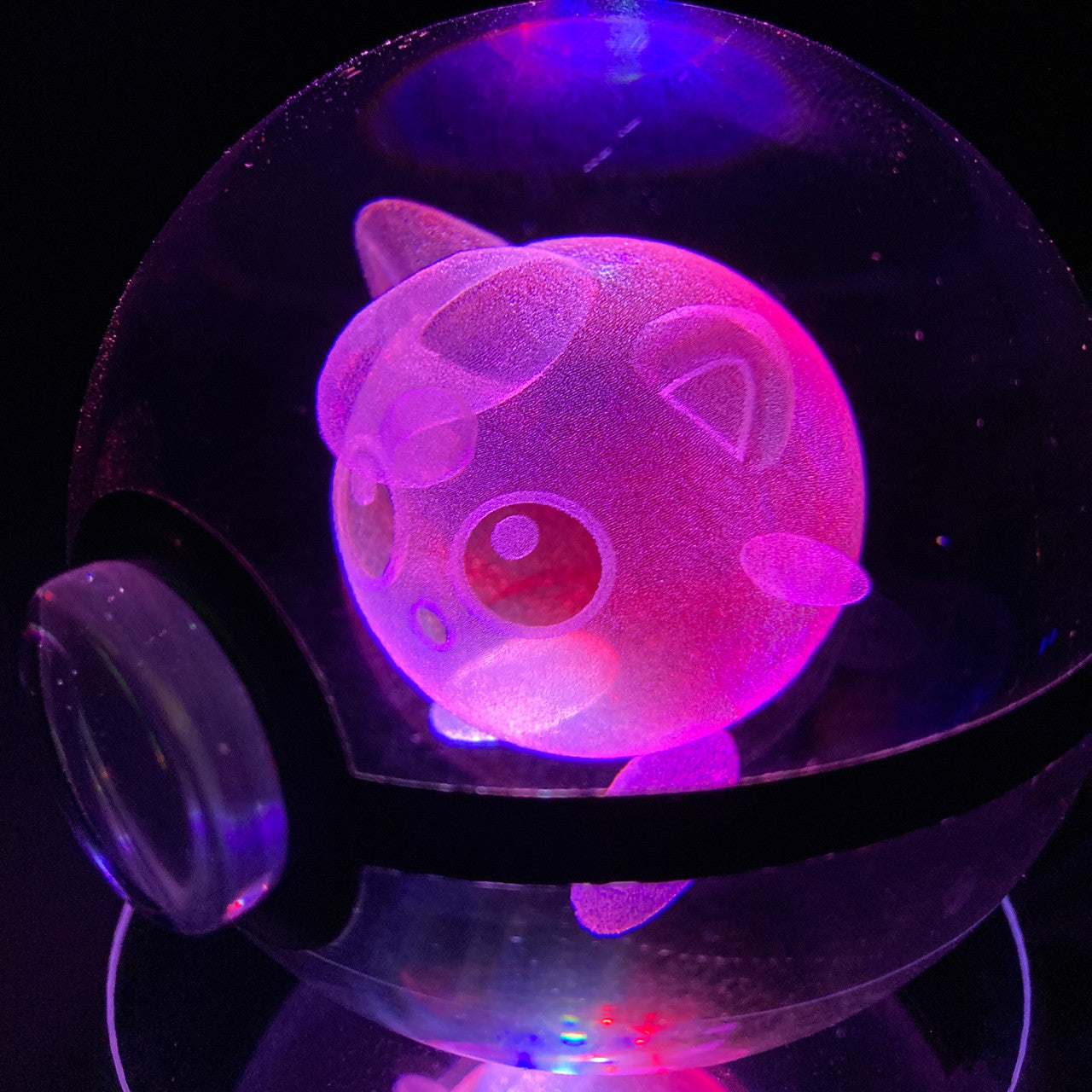 80Mm 3D Laser Engraved Glass Pokemon With Led Stand