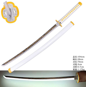 Demon Slayer - Zenitsu Agatsuma Nichirin Display (Metal, Straight Blade) Katana with Light Up Blade