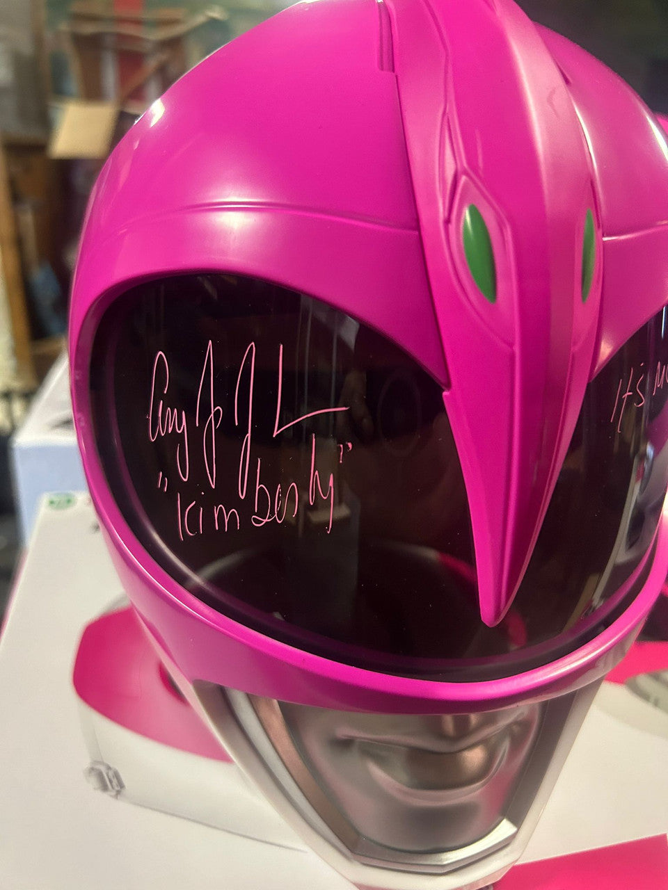 Amy Jo Johnson Signed Pink Power Ranger Helmet - SWAU Authenticated