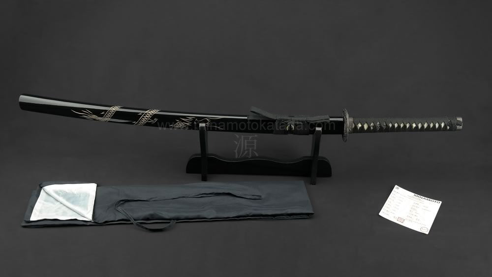 "Ascending Dragon" (Black) Hand Forged Katana