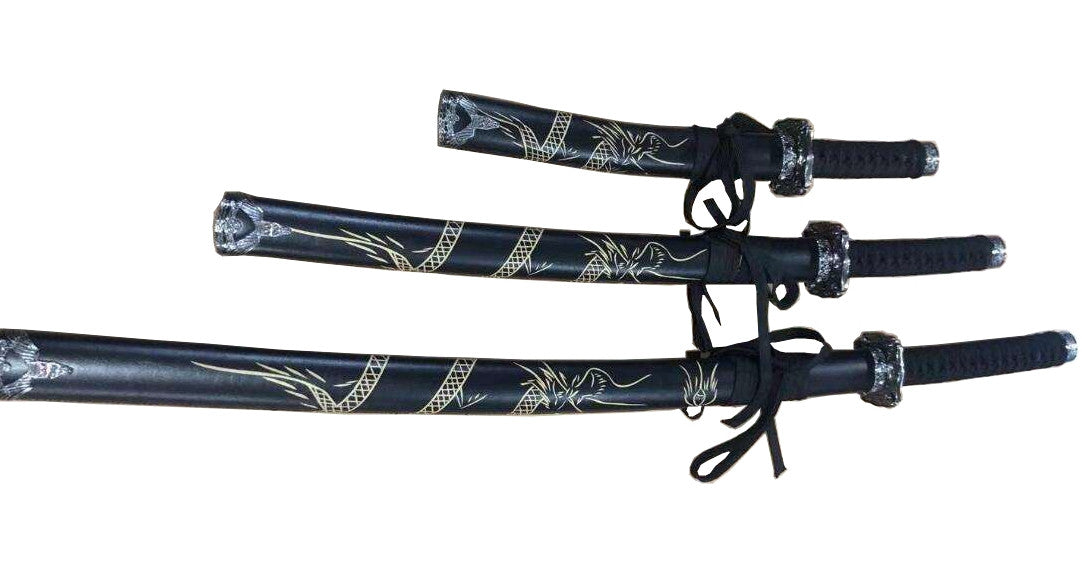 Black Dragon Display (Straight) Katana Triple Set