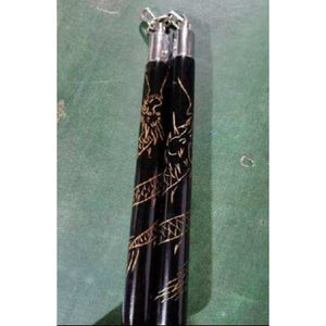 Nunchaku (Nunchuk) - Classic Dragon, Ribbed Grips (Wood)
