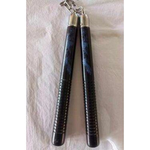 Nunchaku (Nunchuk) - Jade Dragon, Black, Ribbed Grips (Wood)