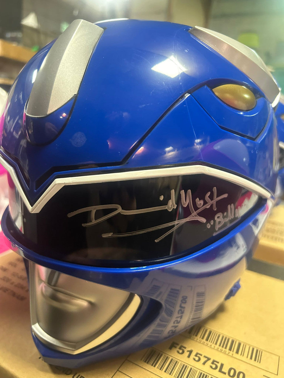 blue power ranger motorcycle helmet DAVID YOST SIGNED BLUE POWER RANGER HELMET