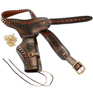 Genuine Leather Holster and Cartridge Belt For Single Revolver