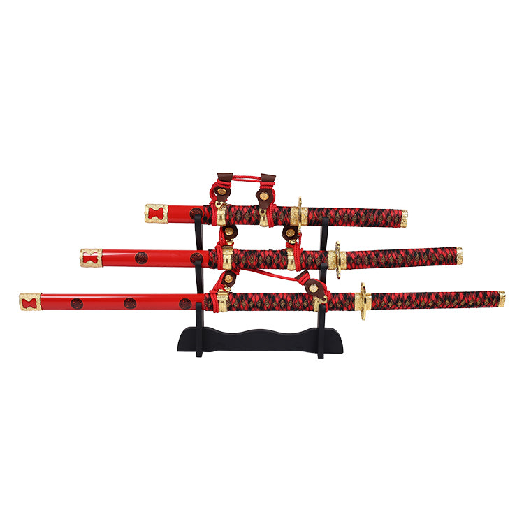 Akaji Triple Set Display Katana (Straight Blade)