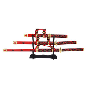 Akaji Triple Set Display Katana (Straight Blade)