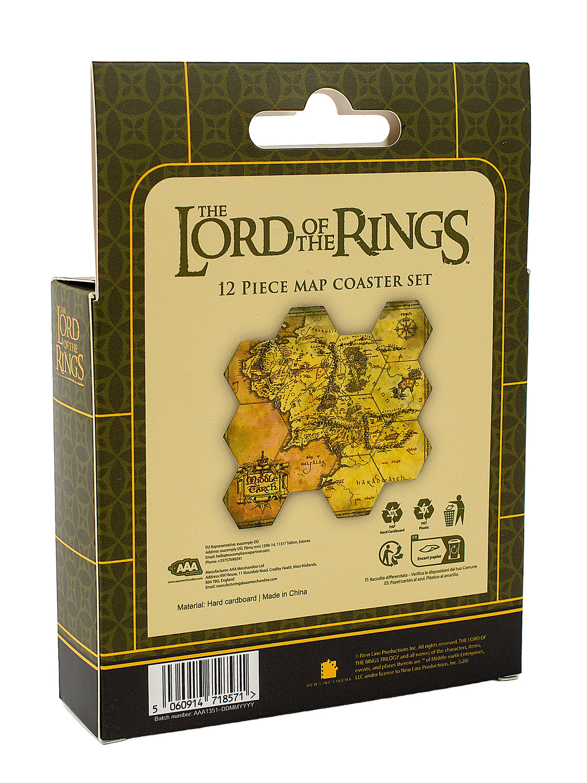 Lord of the Rings: Middle Earth Hex Map Coasters
