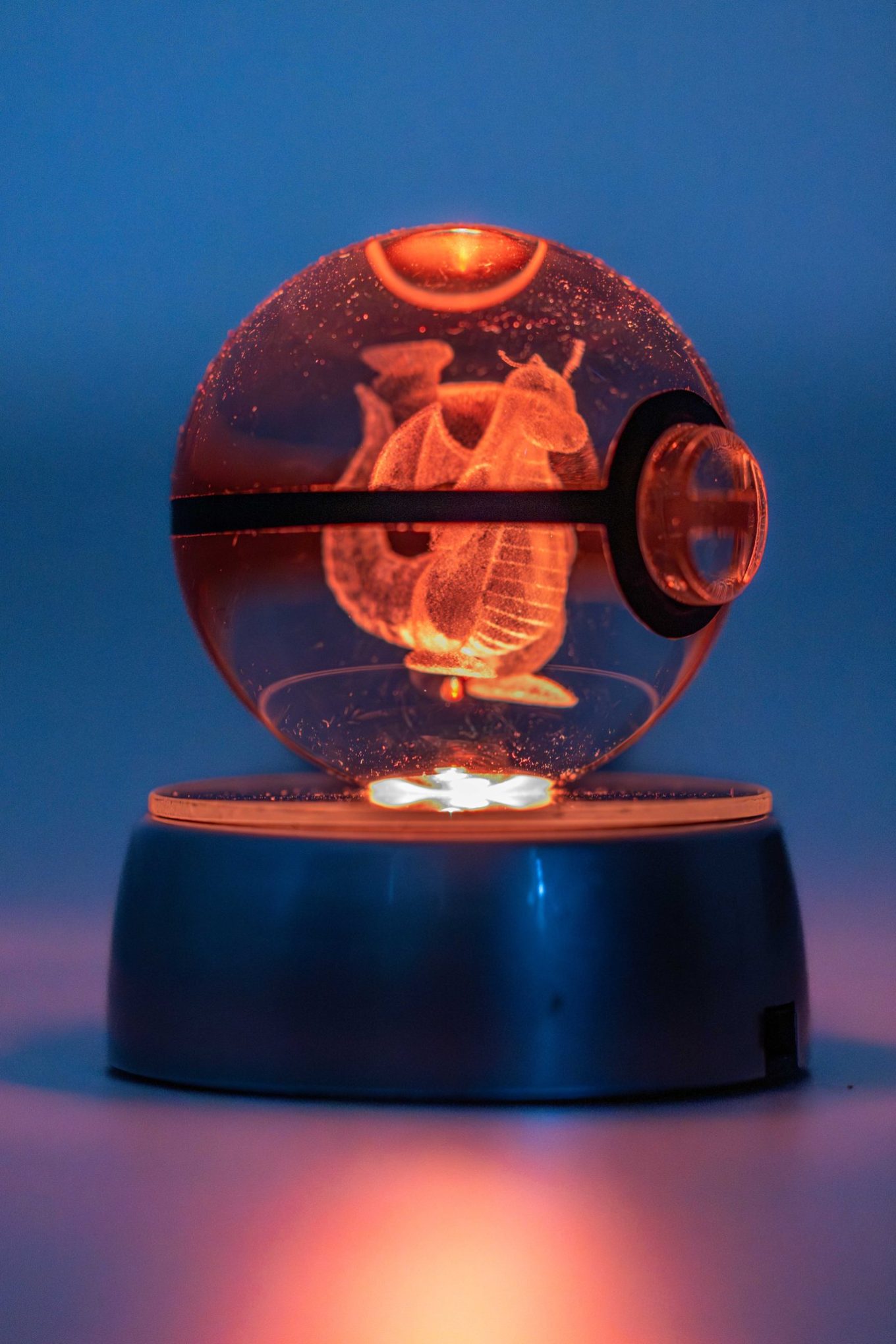3D Laser Engraved Crystal Ball – Colour-Changing LED Display