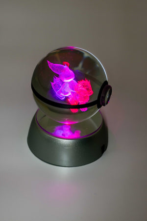 3D Laser Engraved Crystal Ball – Colour-Changing LED Display