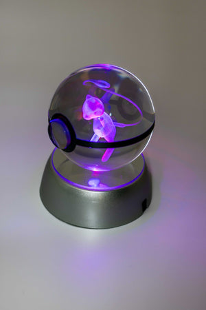 3D Laser Engraved Crystal Ball – Colour-Changing LED Display