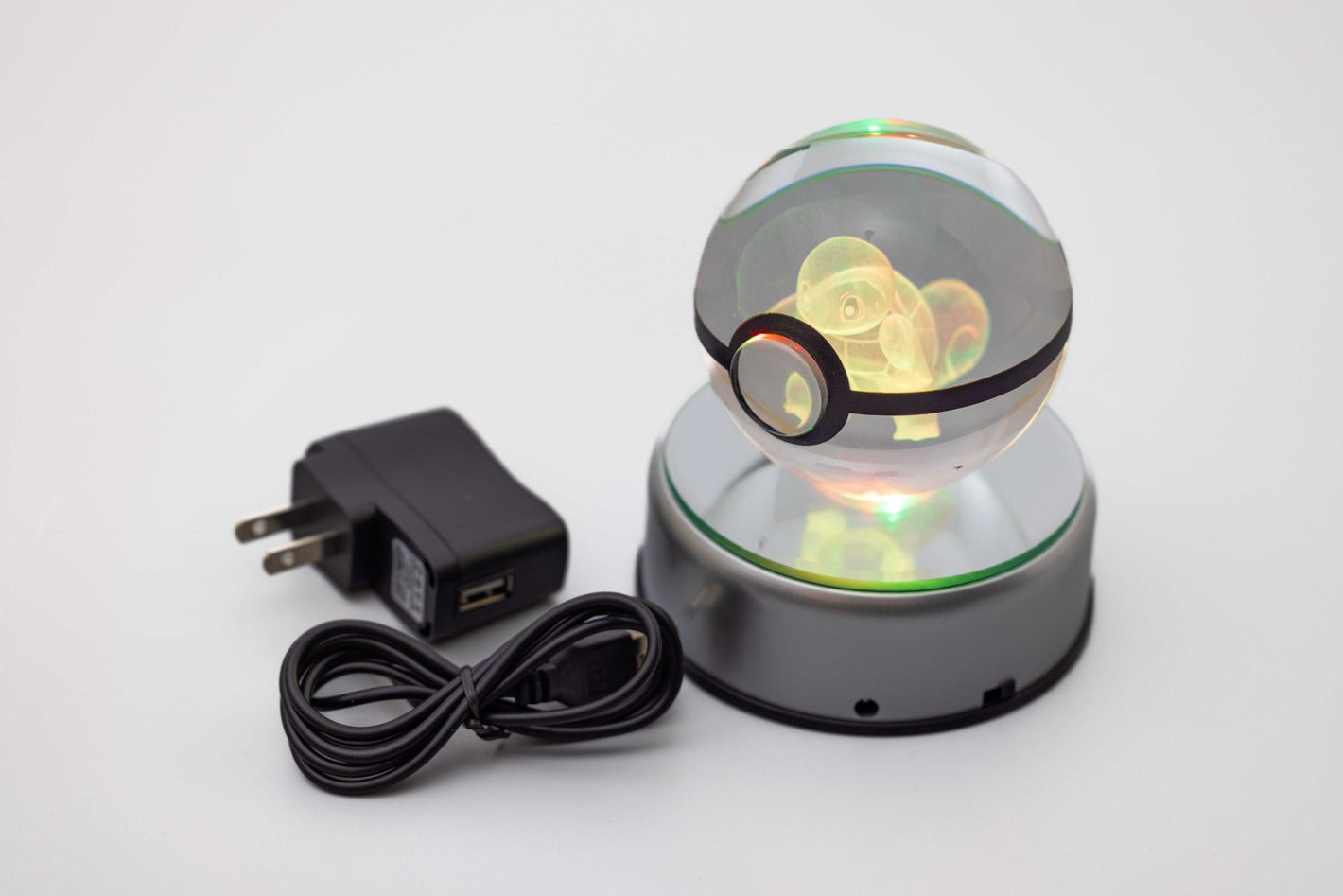 3D Large Laser Engraved Spinning Stand Crystal Ball – Colour-Changing LED Display