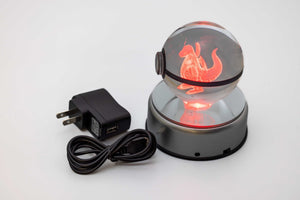 3D Large Laser Engraved Spinning Stand Crystal Ball – Colour-Changing LED Display