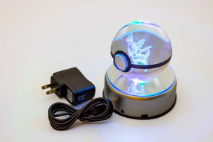 3D Large Laser Engraved Spinning Stand Crystal Ball – Colour-Changing LED Display