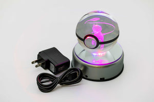 3D Large Laser Engraved Spinning Stand Crystal Ball – Colour-Changing LED Display