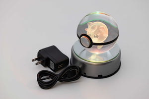 3D Large Laser Engraved Spinning Stand Crystal Ball – Colour-Changing LED Display