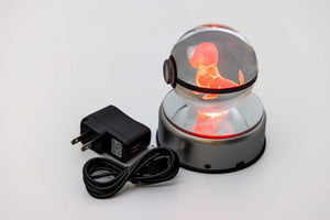 3D Large Laser Engraved Spinning Stand Crystal Ball – Colour-Changing LED Display
