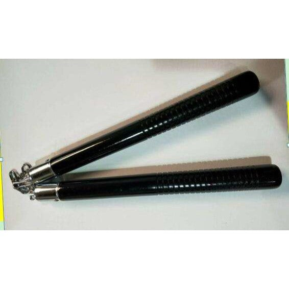 Nunchaku (Nunchuk) - Black, Ribbed Grips (Wood)
