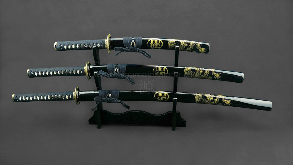 Righteous Dragon' Hand Forged 1095 Katana Triple Set