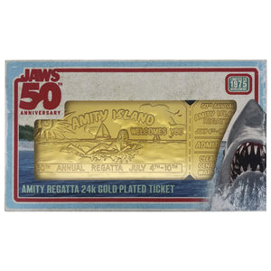 Jaws 50th Anniversary 24k Gold Plated Regatta Ticket Collectible
