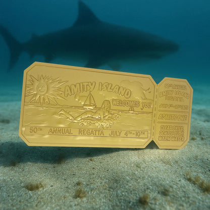 Jaws 50th Anniversary 24k Gold Plated Regatta Ticket Collectible