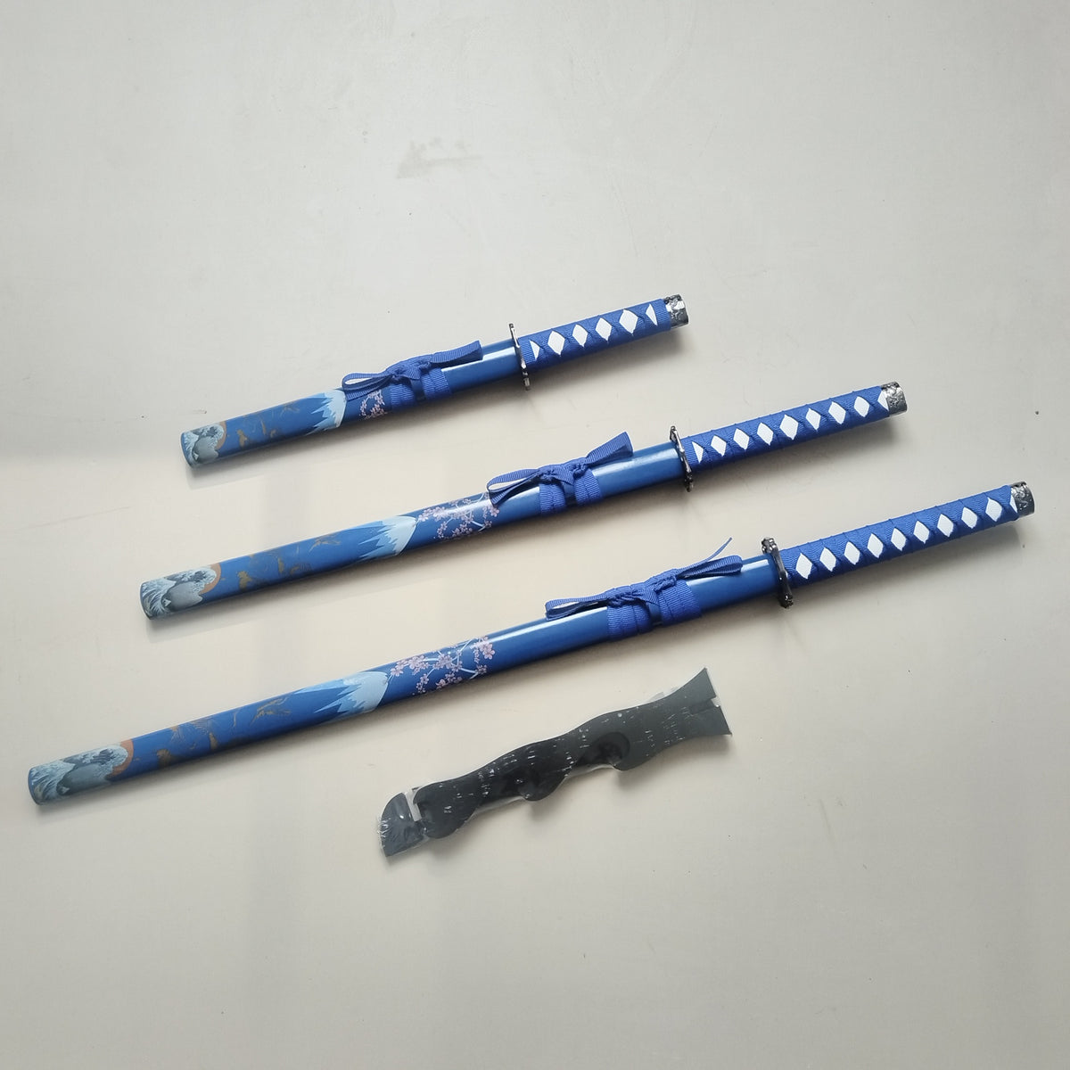 Hokusai Great Wave - Display (Straight Blade) Katana Daisho Triple Set