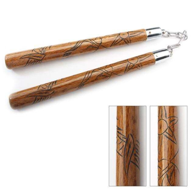 Nunchaku (Nunchuk) - Carved Sun (Wood)