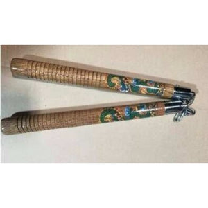 Nunchaku (Nunchuk) - Classic Dragon, Ribbed Grips (Wood)