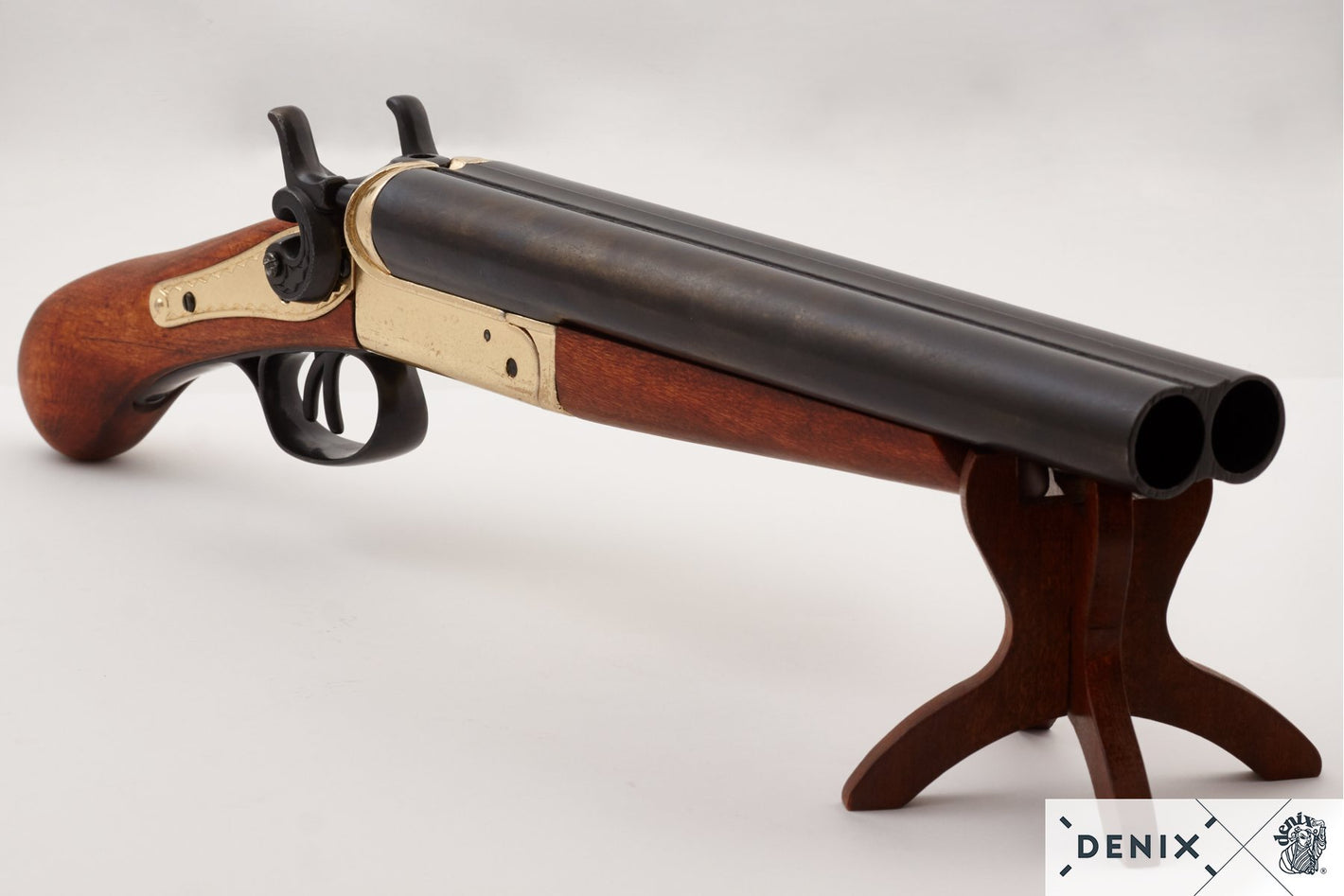 Wells Fargo Stagecoach Defender - Double Barrel  Wyatt Earp Shotgun Pistol / Sawn-Off with Brass Action- USA 1868
