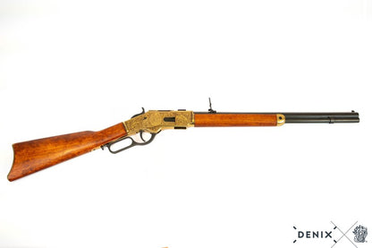 "The Gun That Won The West" Winchester '73 Repeating Rifle (Black, Engraved Gold) with Ejecting Dummy Rounds - USA 1873