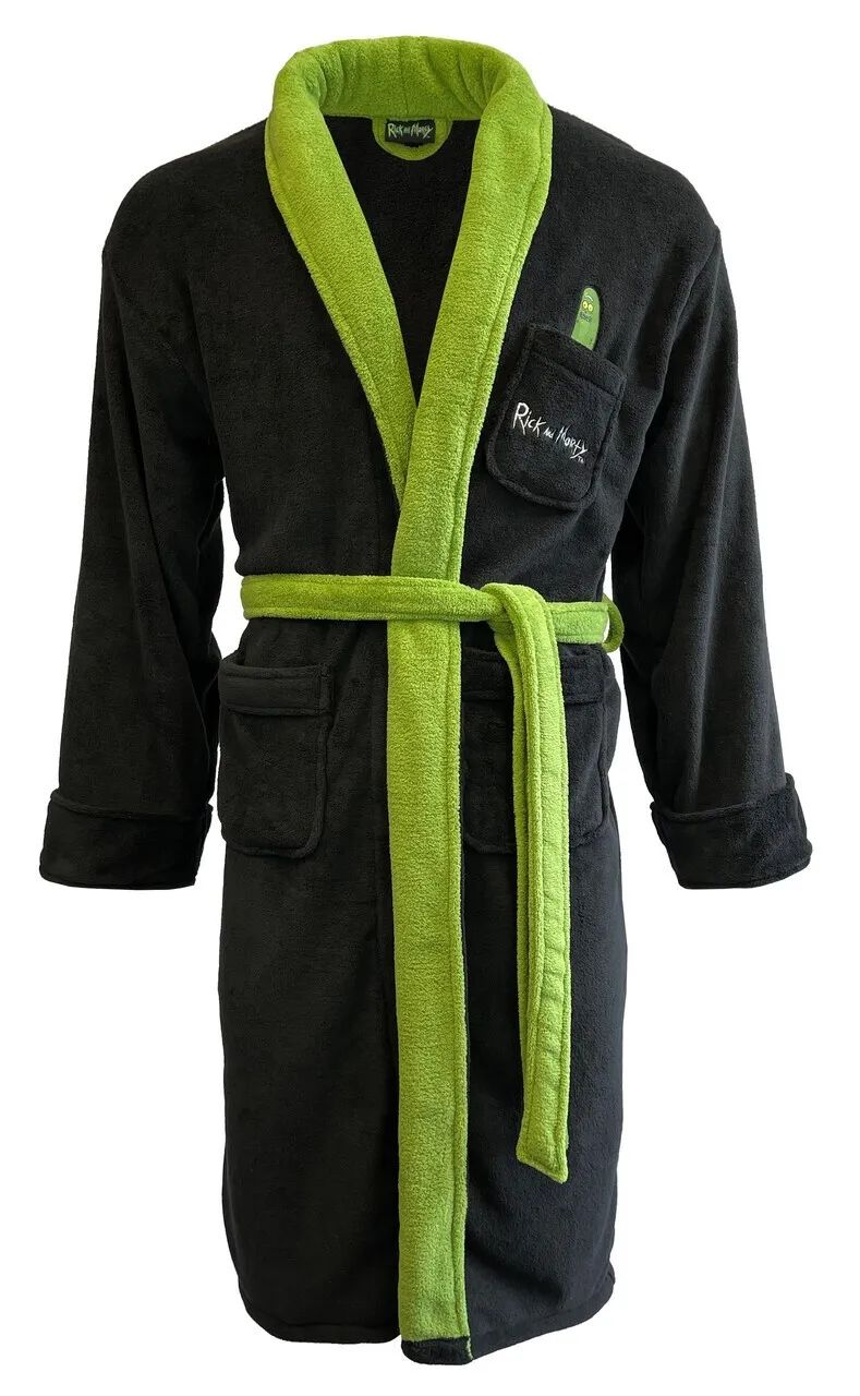 Rick And Morty: Pickle Rick Hoodless Mens Bathrobe