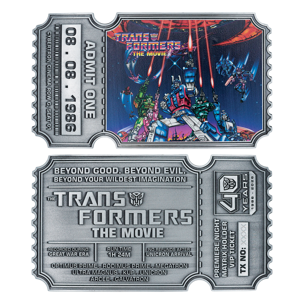 Transformers: The Movie – Limited Edition 40th Anniversary Metal Replica Movie Ticket