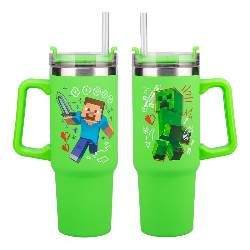 Minecraft - Officially Licensed Green 900ml Insulated Cup and Straw