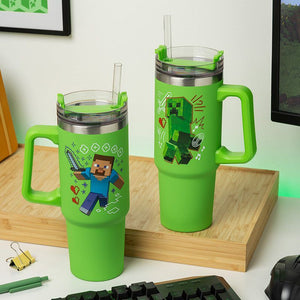 Minecraft - Officially Licensed Green 900ml Insulated Cup and Straw