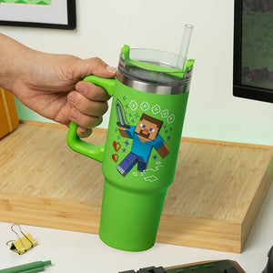 Minecraft - Officially Licensed Green 900ml Insulated Cup and Straw