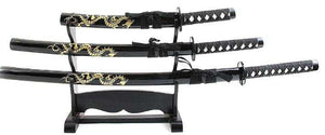 "Oryu" Triple Set Display (Straight Blade) Katana