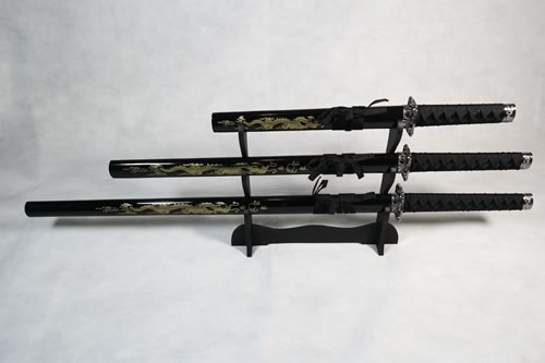 "Tatsu" Triple Set Display (Straight Blade) Katana