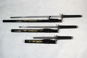 "Tatsu" Triple Set Display (Straight Blade) Katana-The Sword Stall