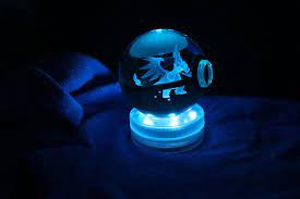 3D Laser Engraved Crystal Ball – Colour-Changing LED Display